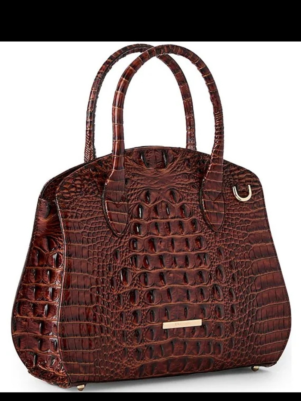 Brahmin Dark Brown Croc-Embossed Satchel